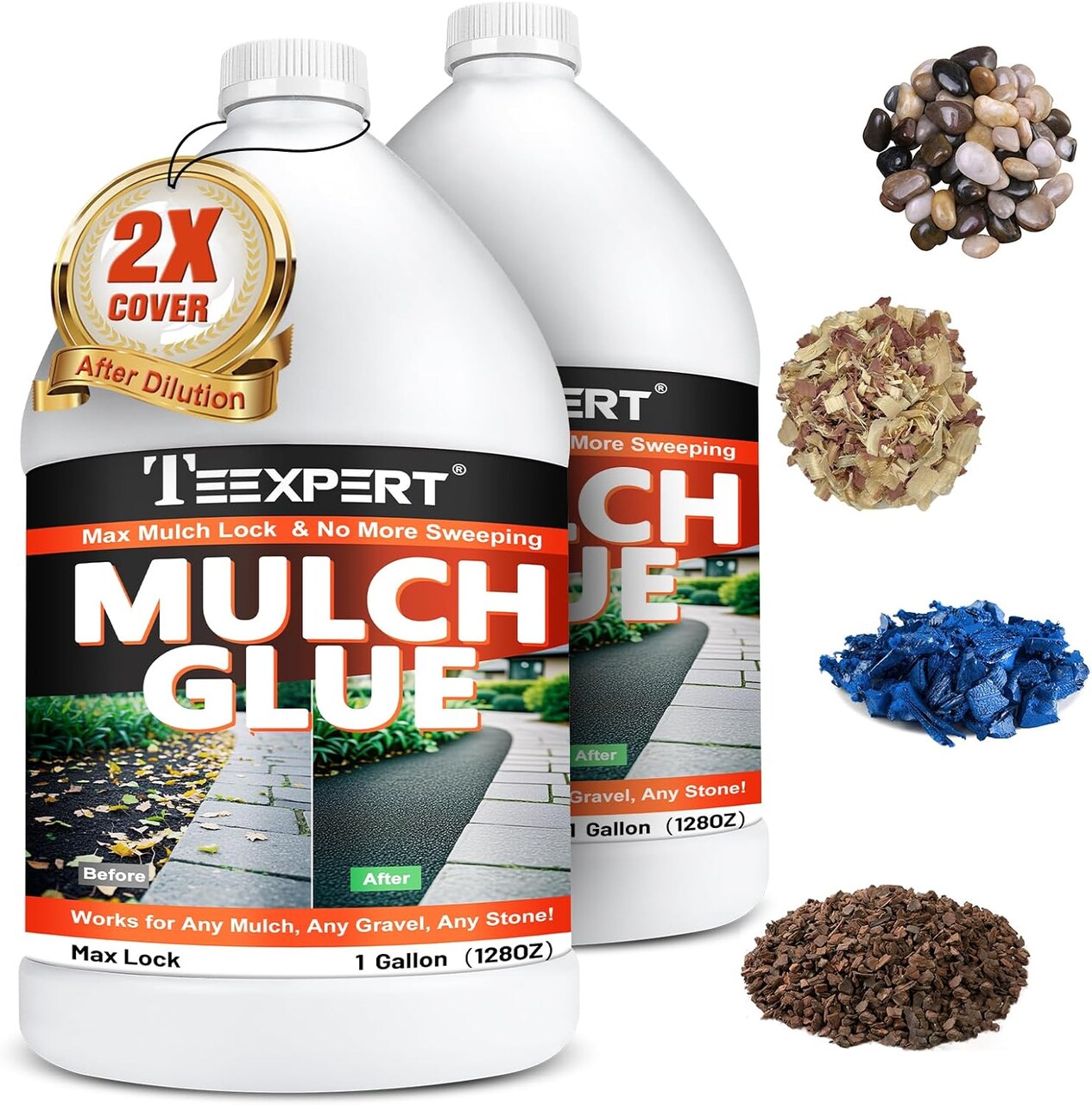 Mulch Glue, 1 Gallon Rock Glue for Landscaping, Strong Pea Gravel Stabilizer Resin Binder, Safe Mulch Lock Anchor Adhesive Outdoor for Cypress, Lawn, Garden, Landscape Edging